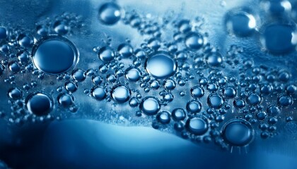 Wall Mural - Bubbles of oxygen under water. Water blue structure. Macro.
