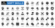 © Zero_wing - soft skills icon set collection. Active Listening, teamwork, Mindset, Time Management, Emotional Intelligence, Vision, Adaptability, Communication, innovation, Conflict Resolution
