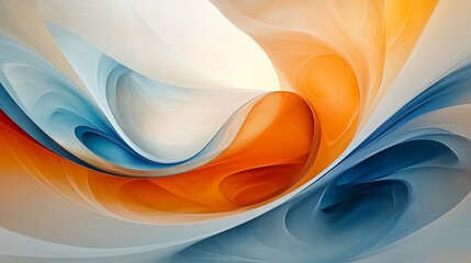 Sticker - Abstract swirls of orange and blue colors creating a fluid design