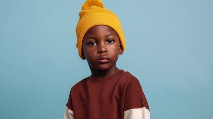 Poster - A young boy wearing a yellow hat