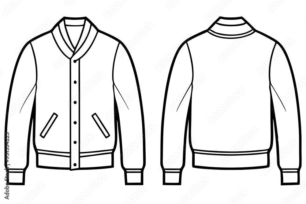 Jacket's front and back part outline vector illustration Stock Vector ...