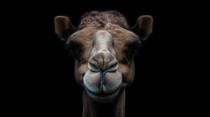 Sticker - Camel Portrait Against Black Background