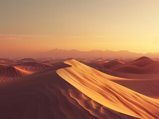 Poster - Golden Hour in the Desert: A Serene Landscape