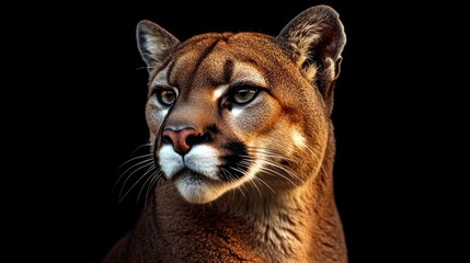 Sticker - Portrait of a Cougar with Black Background