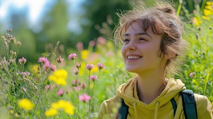 Wall Mural - Cheerful Nature Lover Smiling