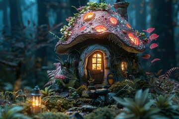 Wall Mural - Enchanted Mushroom House