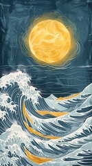 sun and sea illustration poster background