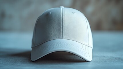 minimalist white baseball cap on textured surface generative ai