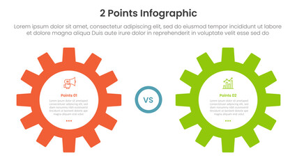 Wall Mural - versus or compare and comparison concept for infographic template banner with big gear side by side with two point list information vector