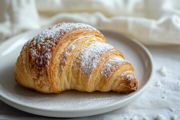 Canvas Print - Freshly Baked Croissant with Powdered Sugar