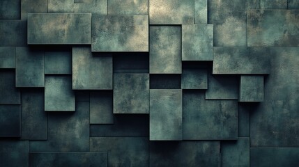 Wall Mural - Abstract Geometric Pattern of Dark Green Tiles