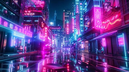 Poster - A digital rendering of a futuristic cityscape illuminated by vibrant neon lights and holographic displays, A futuristic cityscape with neon lights and holographic displays