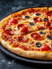 Canvas Print - Pepperoni Pizza on Pan