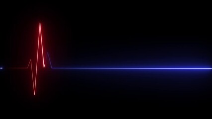 Neon heartbeat icon isolated on the background. 4k seamless loop animation background.