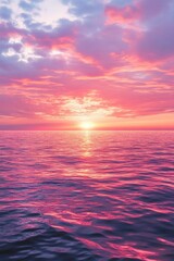 Canvas Print - Sunset over cloudy ocean