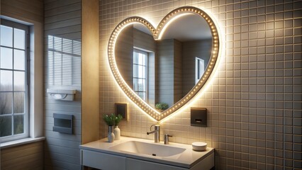 Sticker -  mirror with backlit light heart shape