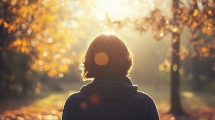 Wall Mural - Autumn Silhouette: A Serene Moment in the Golden Light