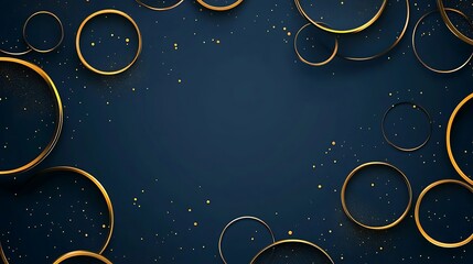 Wall Mural - Abstract Background with Golden Circles and Confetti on Blue