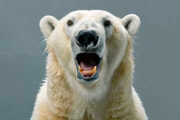 Poster - A close up of a polar bear with its mouth open showing its teeth