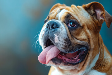 Poster - A brown and white dog with its tongue out