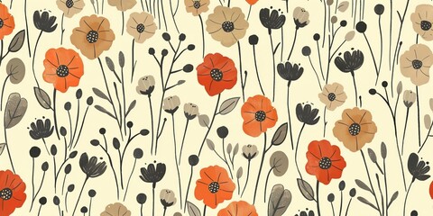 Sticker - seamless pattern with poppies