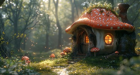 Canvas Print - Enchanted Mushroom Home