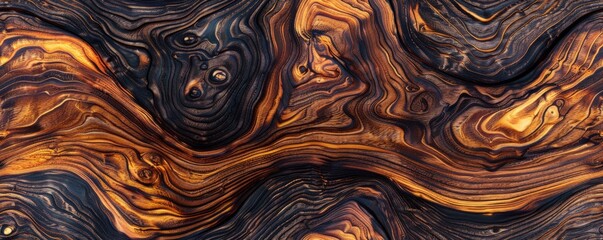 Canvas Print - Abstract wooden texture with swirling patterns of dark and light tones, creating a mesmerizing natural design.