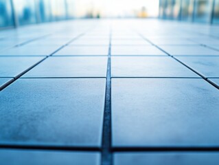 Poster - Blue Tiled Floor with Building