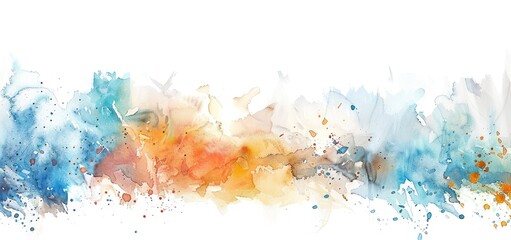 Canvas Print - Abstract Watercolor Painting with Blue, Yellow and Orange Hues