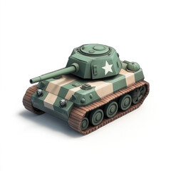 3D cartoon, a tank, on a solid white background