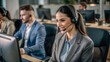 © Dushan - woman attending headset call center.
