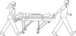 © Saly - Paramedics is pulling a patient on a stretcher outline coloring page. Labor Day Hand Drawn Clip Art