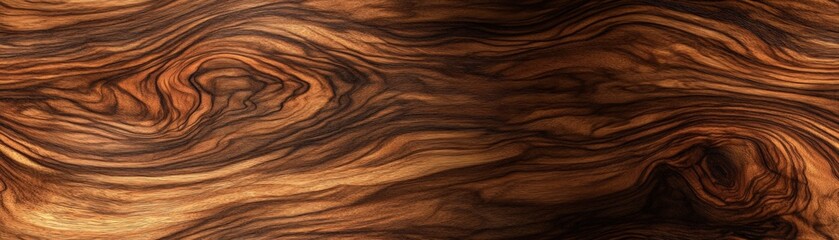 Wall Mural - Polished olive wood with rich, swirling grain, perfect for luxury kitchenware, luxury wood texture, gourmet design