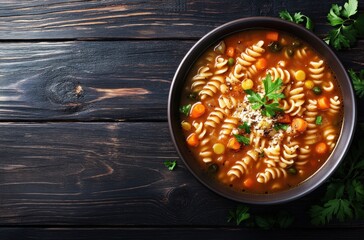 Canvas Print - Delicious Vegetable Soup with Pasta