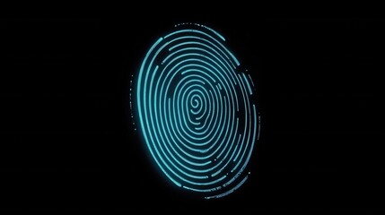 Sticker - Futuristic Digital Fingerprint on Black Background Representing Cybersecurity and Biometric Technology