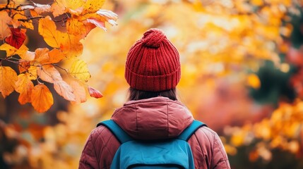 Sticker - Vibrant Autumn Hike in the Woods