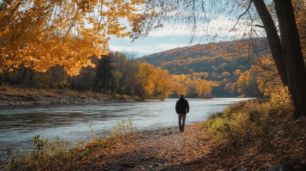 Sticker - Autumn Solitude by the Winding River