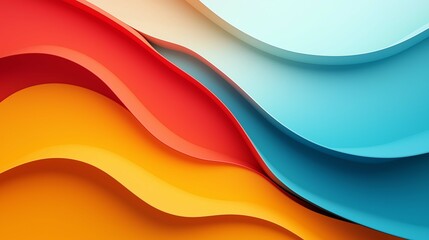 Overlapping images flat design side view abstract art theme 3D render Split-complementary color scheme