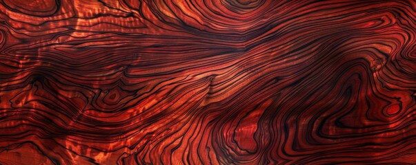 Wall Mural - Close-up of rich, textured wood grain with deep red and brown tones, showcasing natural patterns and organic flow.