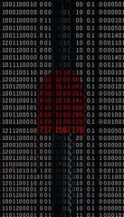 Wall Mural - red binary code. data black out some data missing from system. server failure and computer hacker attack. hard disk and harddrive problem. malfunction and danger to use cyber data isolated with whit