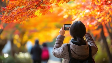 Sticker - Vibrant Autumn Wonderland: Capturing Nature's Fiery Display