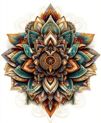 Canvas Print - A vibrant and intricate mandala design featuring floral patterns and rich colors.