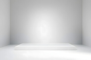 Poster - Blank white gradient background with product display. White backdrop or empty studio with room floor. 3D rendering.