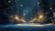 © Ahmad M. - snow falling at night in a snowy dark forest with lights and stars
