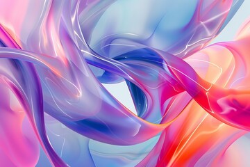 Poster - Abstract flowing shapes, soft gradients, digital wave, pastel colors, futuristic art, smooth and glossy 