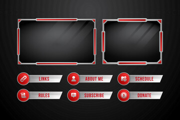 Aufkleber - Red and Silver Twitch Stream Overlay Panels