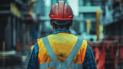 A Construction Worker in a Hardhat and Safety Vest