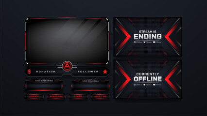 Poster - Stream overlay template, red black neon gamer theme