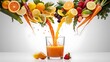 © Kartik - Conceptual image - fresh juice pours from fruits and vegetables in a glass. Photo on a white background.