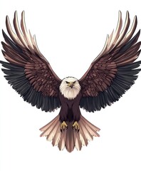 Canvas Print - An illustrated eagle with outstretched wings, showcasing its majestic features and details.